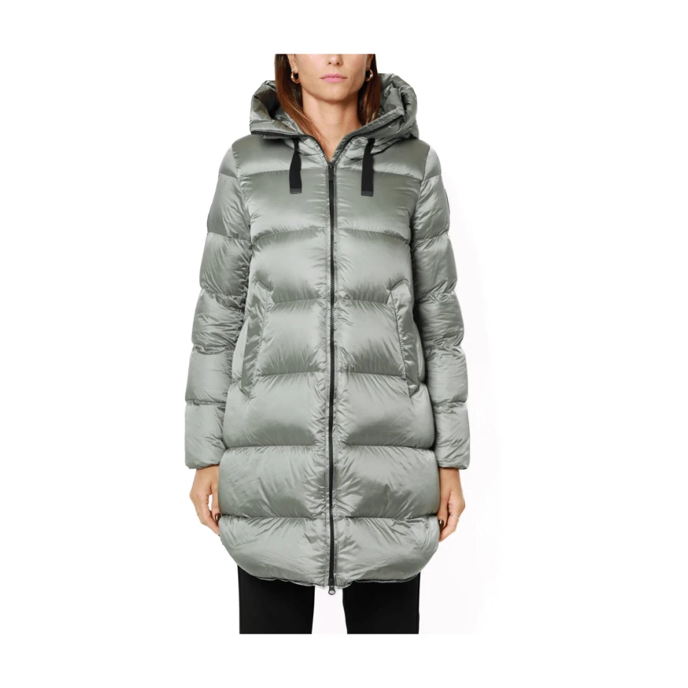 BomBoogie Lange Winterjas met Omslagkraag Green Dames
