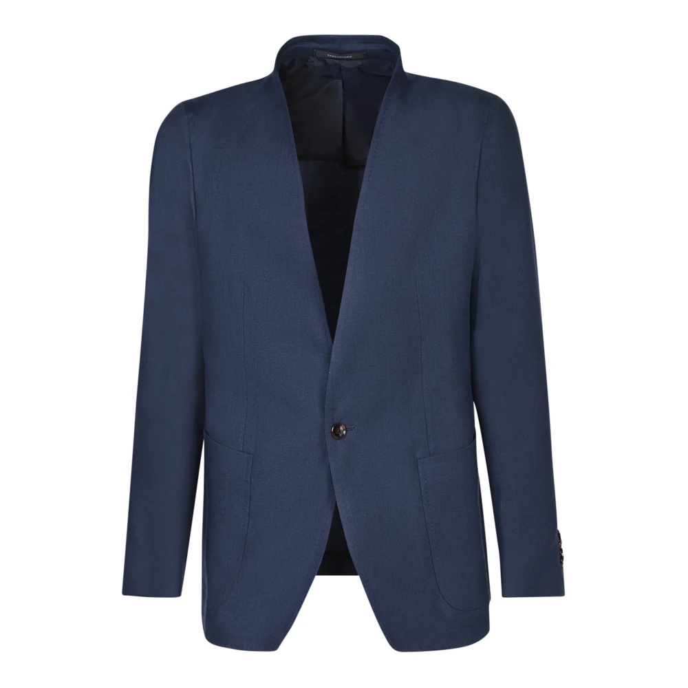 Tagliatore Blauwe Linnen Blazer Elegante Stijl Blue Heren