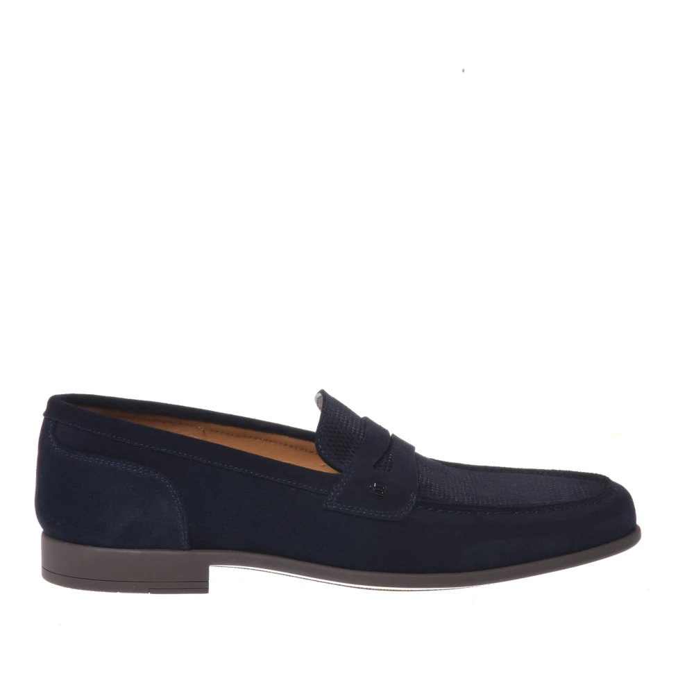 Baldinini Men's Blue Loafers, 8 Uk, Printed Suede Loafer
