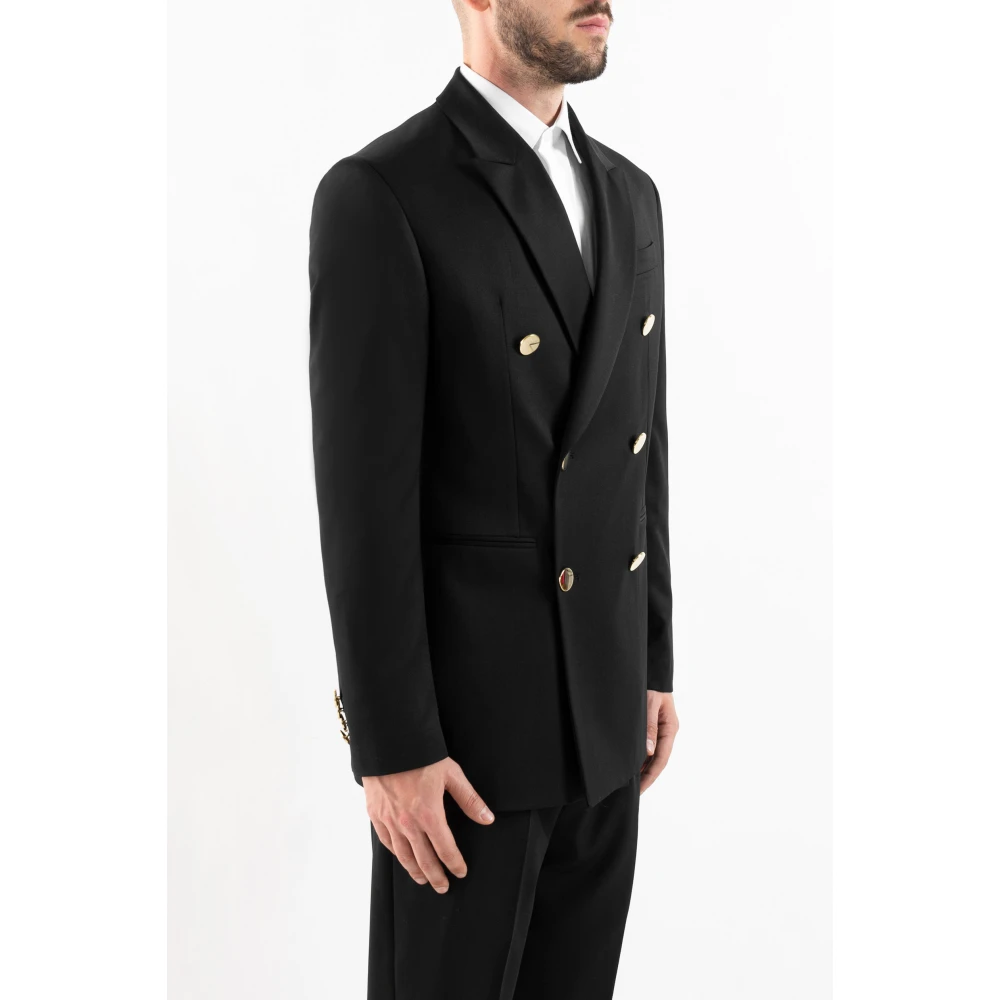 Corsinelabedoli Dubbelbreasted jassen met lans revers Black Heren