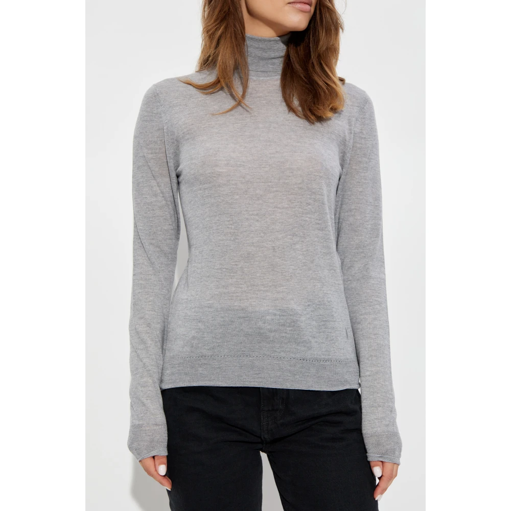 Saint Laurent Wollen coltrui met geborduurd logo Gray Dames