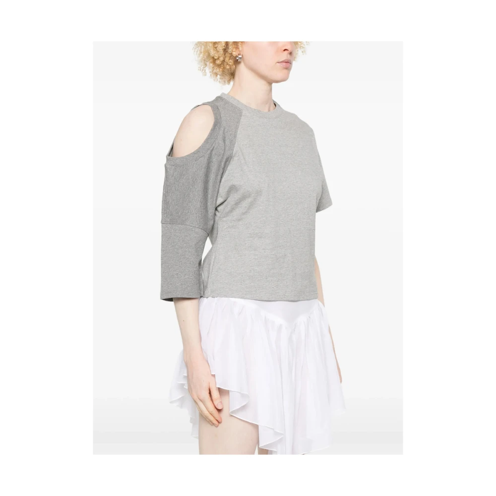 Gimaguas Cut-out Crew Neck T-shirt Gray Dames