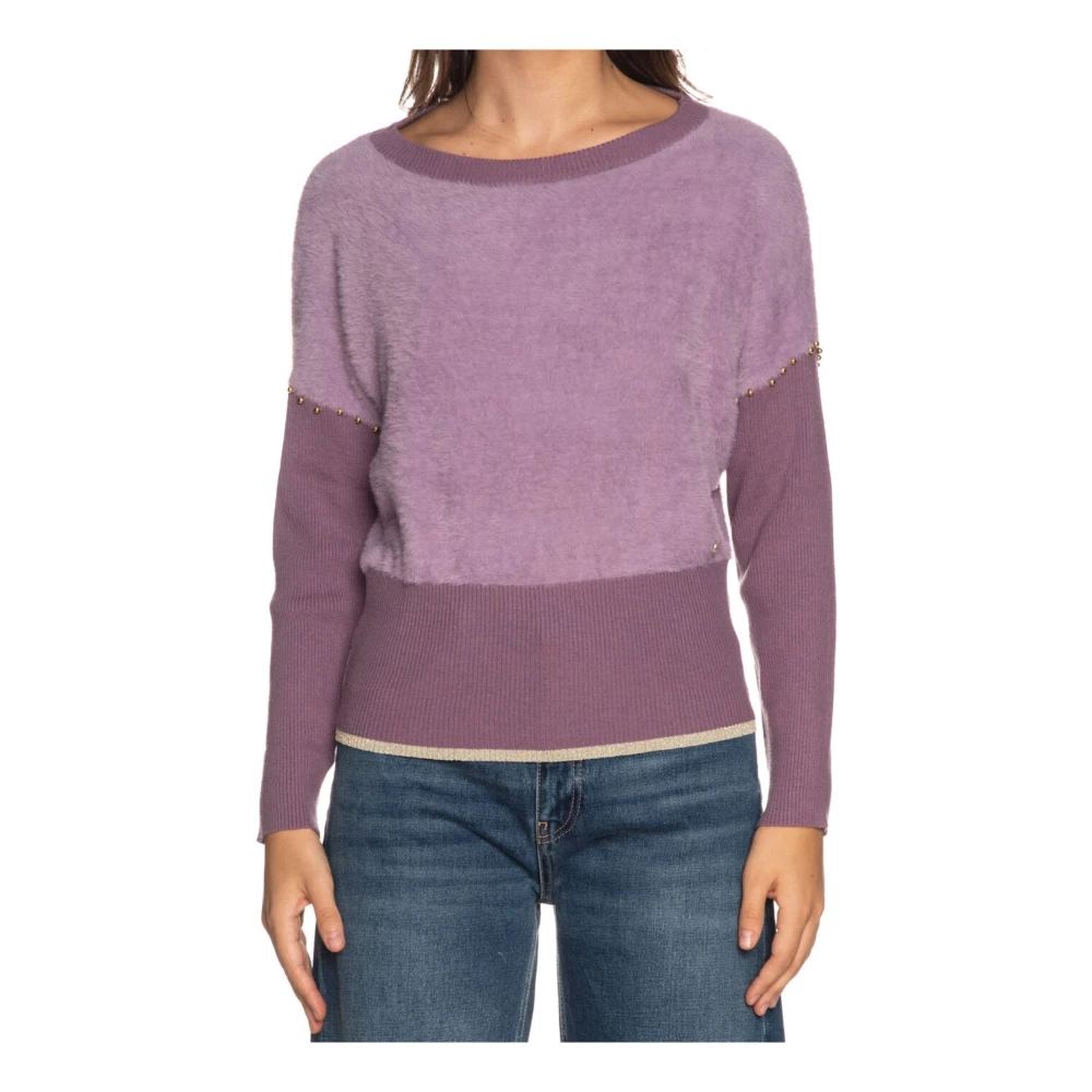 YES ZEE Batwing Tröja med Pärlor Purple, Dam