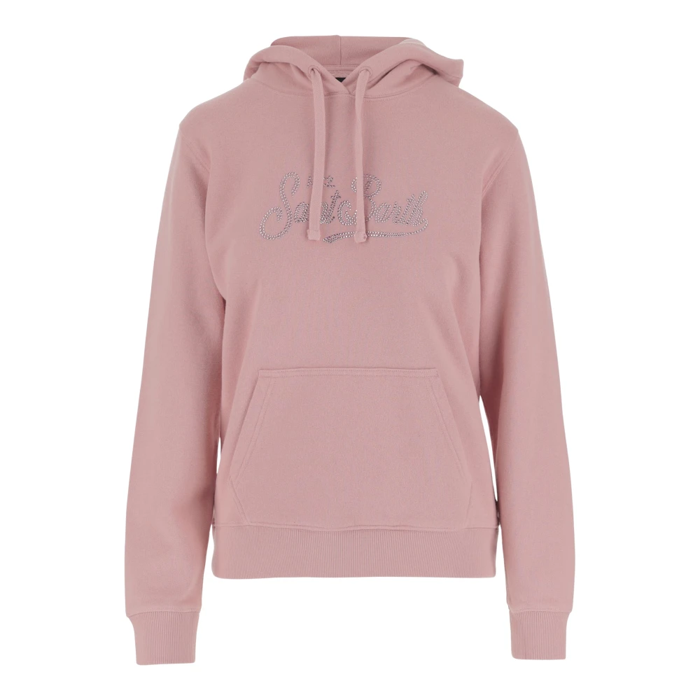 MC2 Saint Barth Katoenen hoodie met strass logo Pink Dames