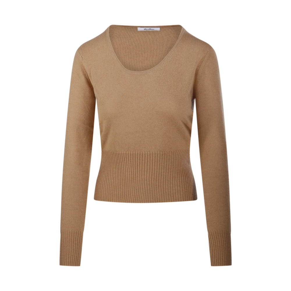 Max Mara , Round-Neck Knitwear, Female, Brown, M, Vetta Jumper