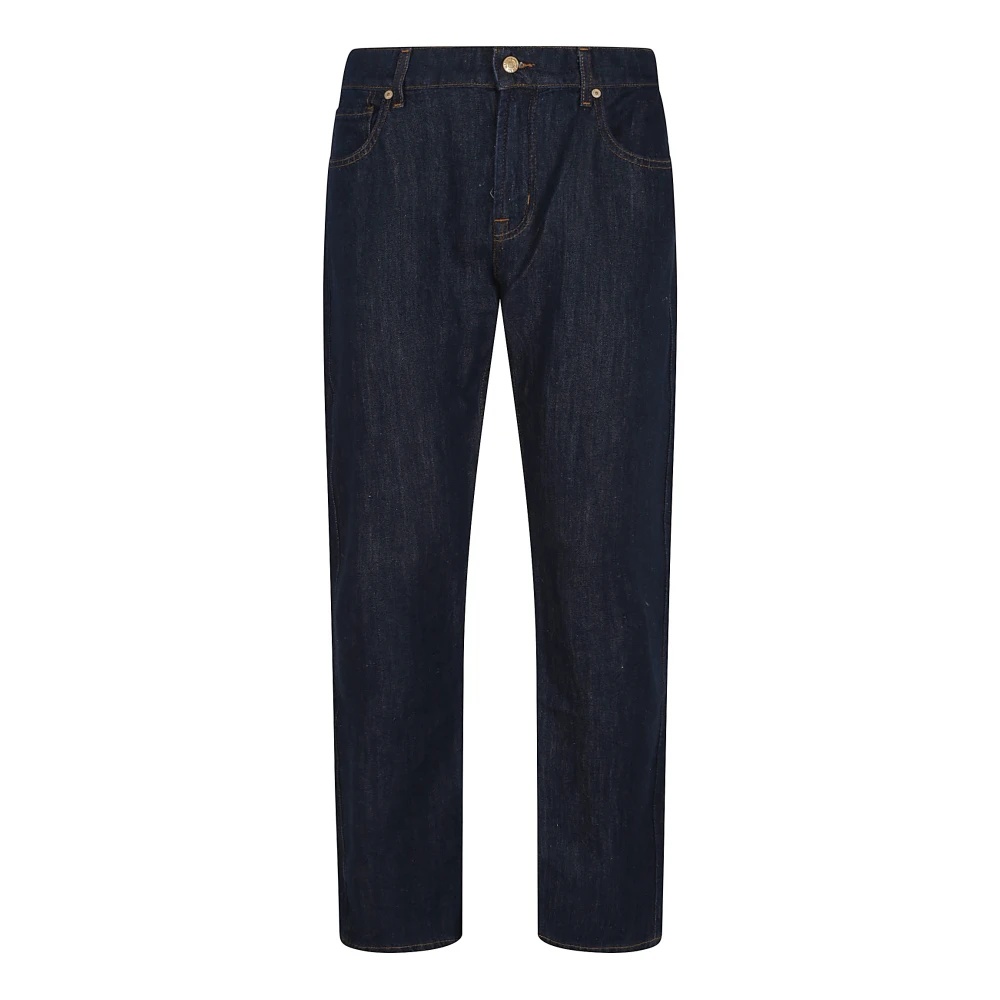7 For All Mankind Licht Linnen Denim Straight Leg Jeans Blue Heren