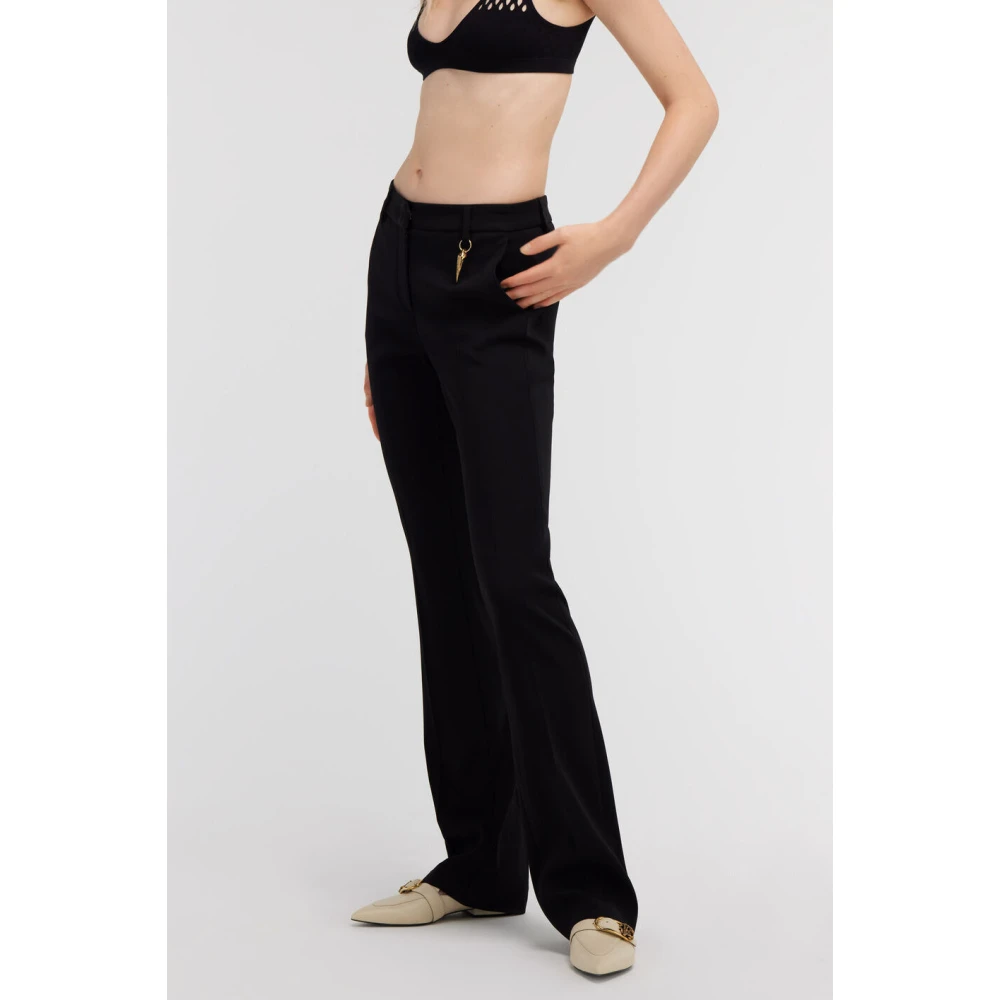 Roberto Cavalli Tailored Flared Broek met Tijgertandhanger Black Dames