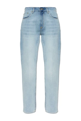 Jeans med logotypformad applikation
