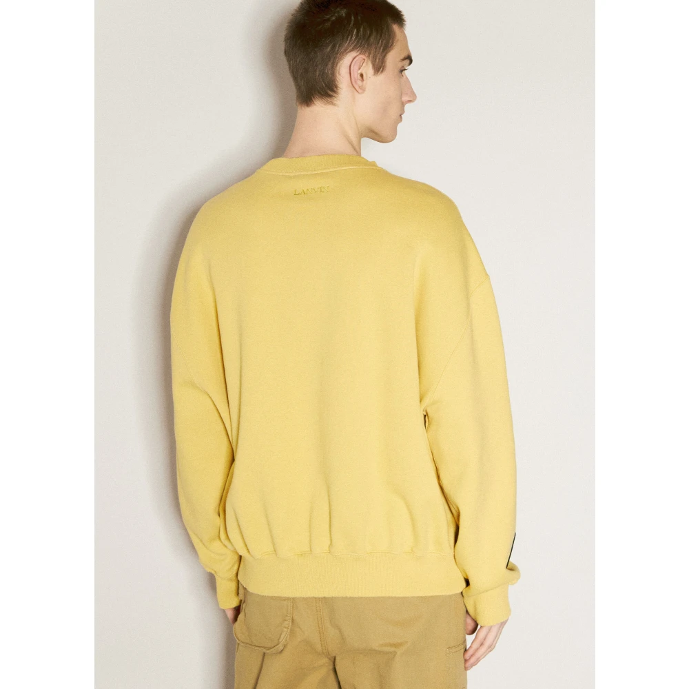 Lanvin Katoenen Fleece Logo Print Sweatshirt Yellow Heren