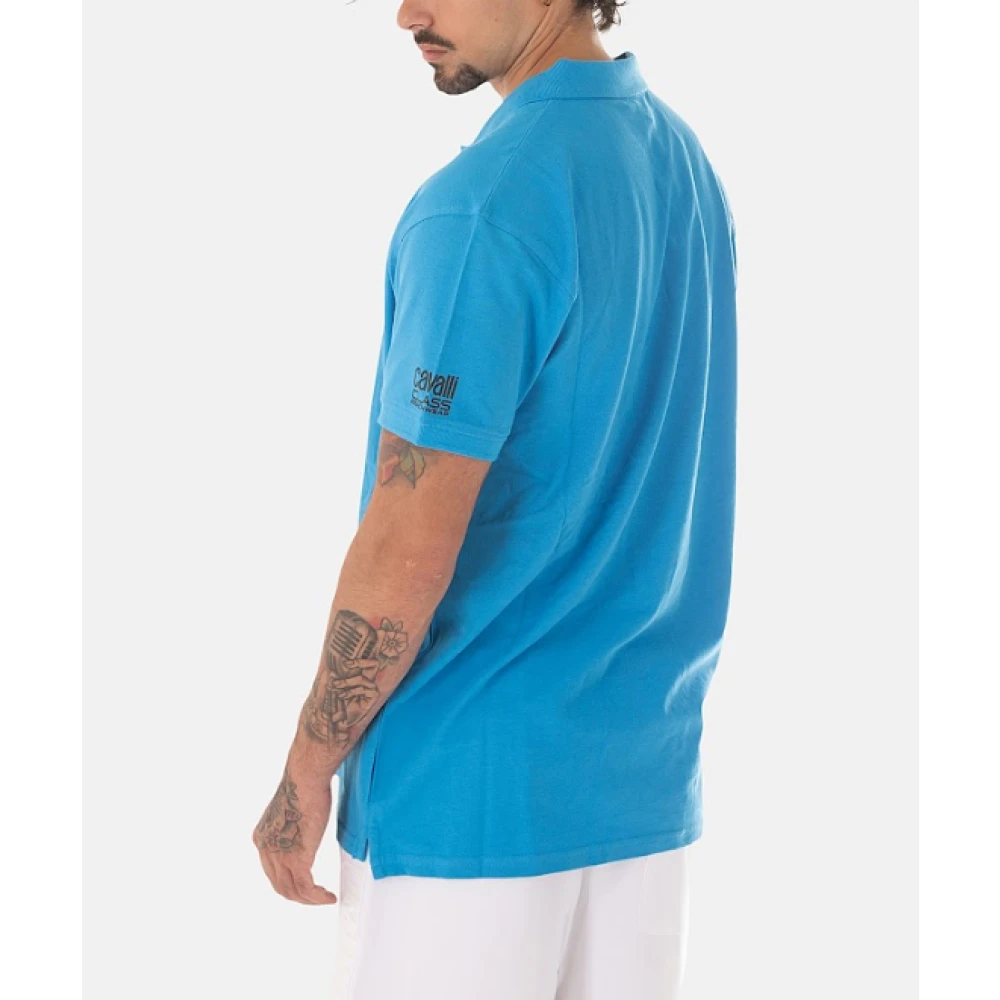 Just Cavalli Heren Logo Polo Shirt Blue Heren