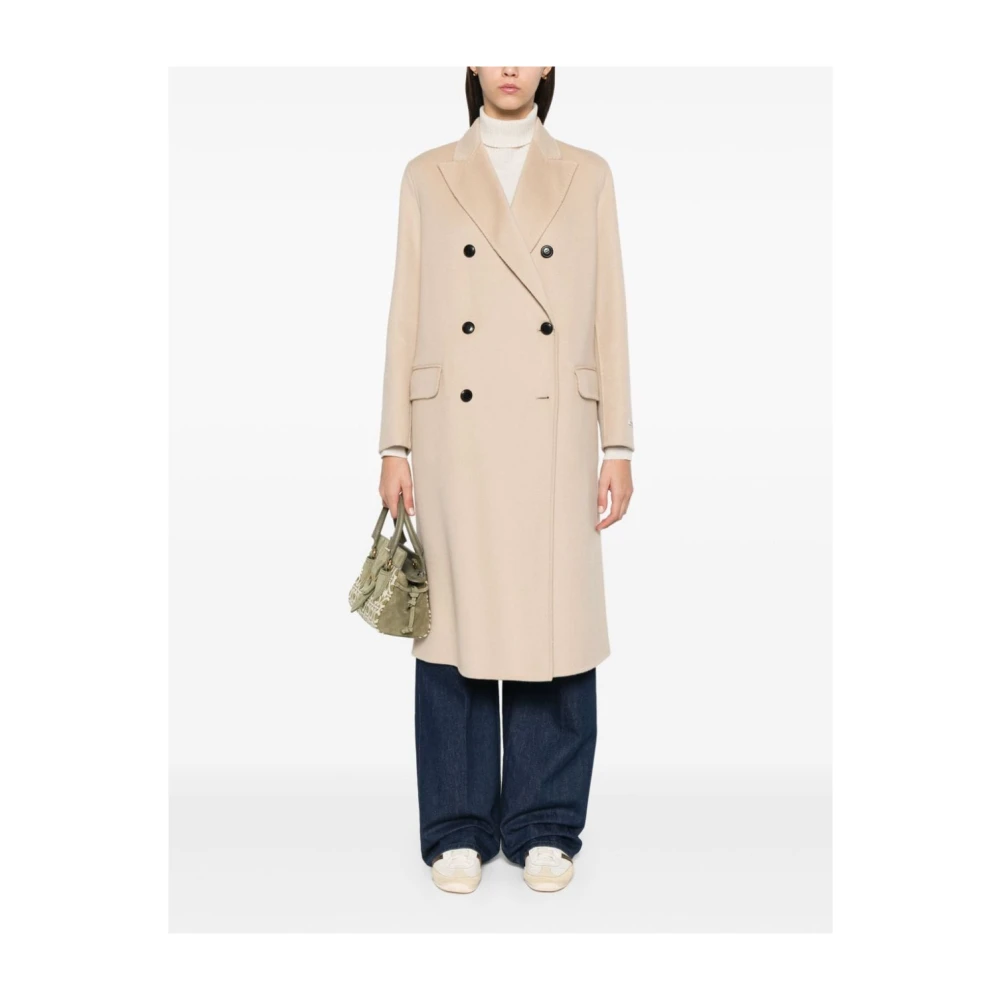 Paltò Beige Wollen Blend Double-Breasted Jas Beige Dames