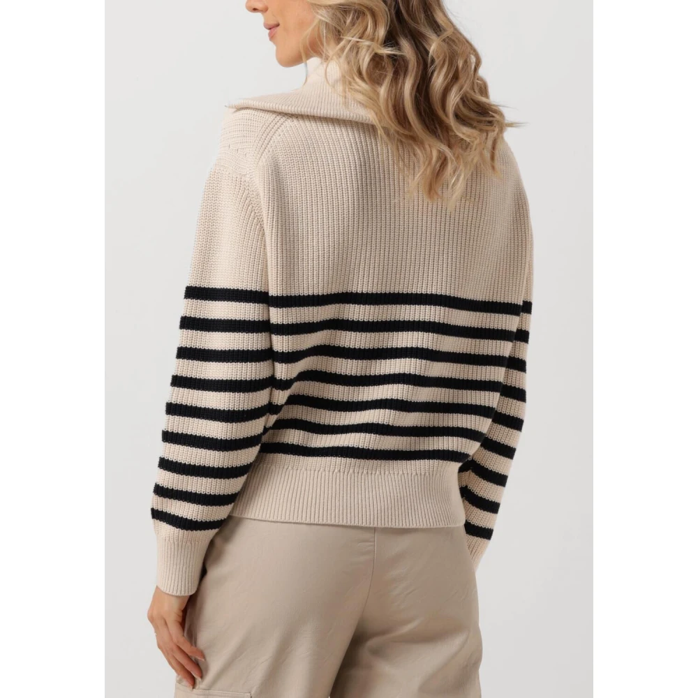 Penn&Ink N.Y Elegante Gestreepte Trui Beige Dames