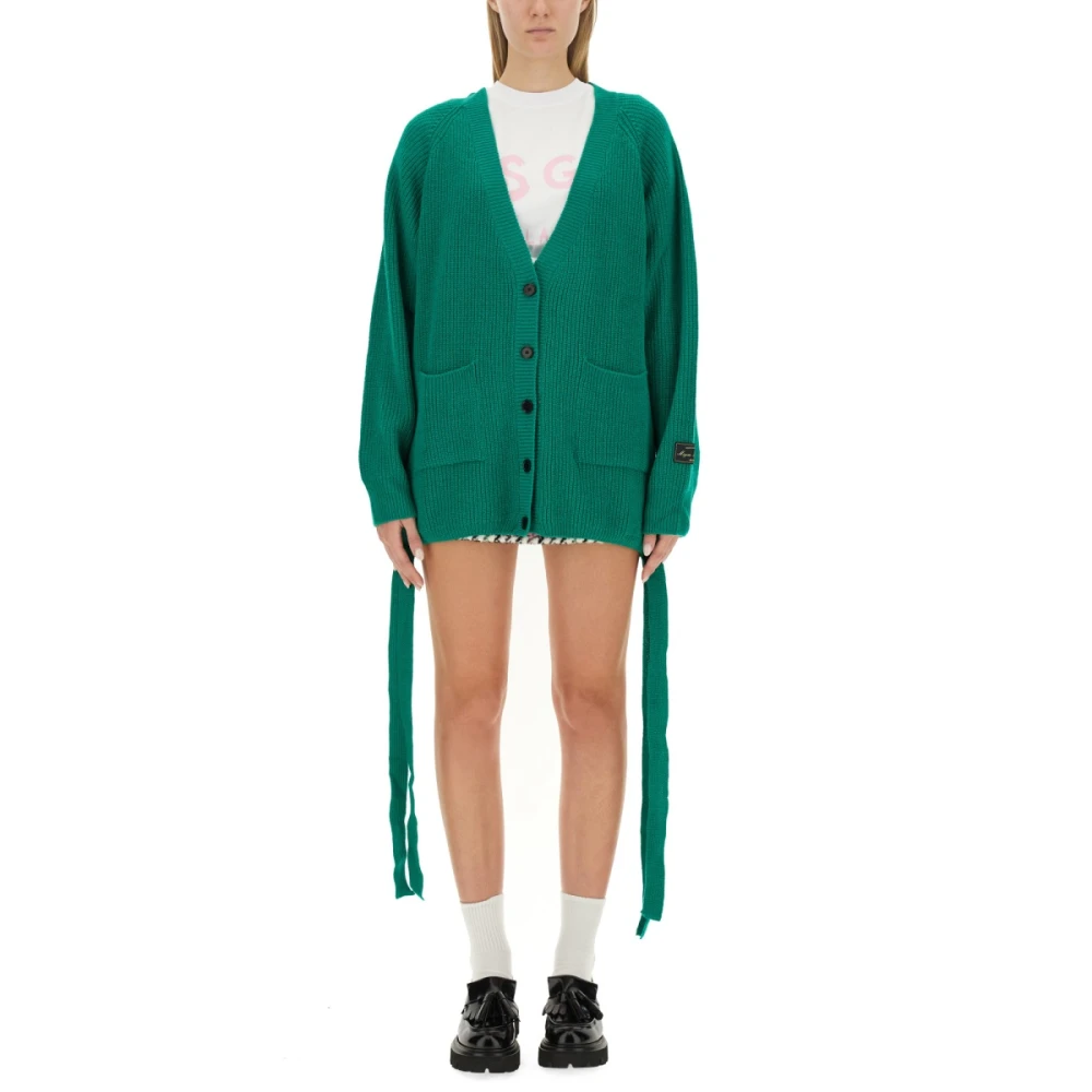 Msgm Luxe V-hals Vest voor Vrouwen Green Dames