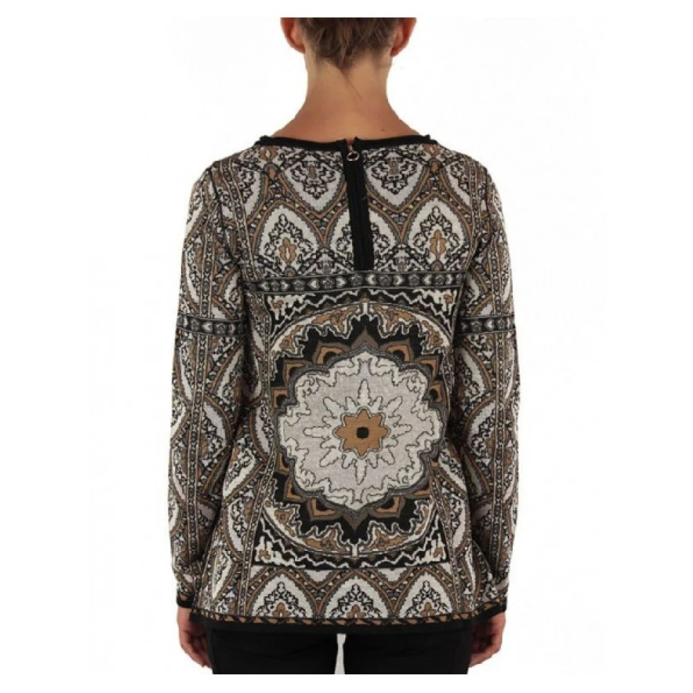 Twinset Gedrukte Katoenen Ronde Hals Trui Multicolor Dames