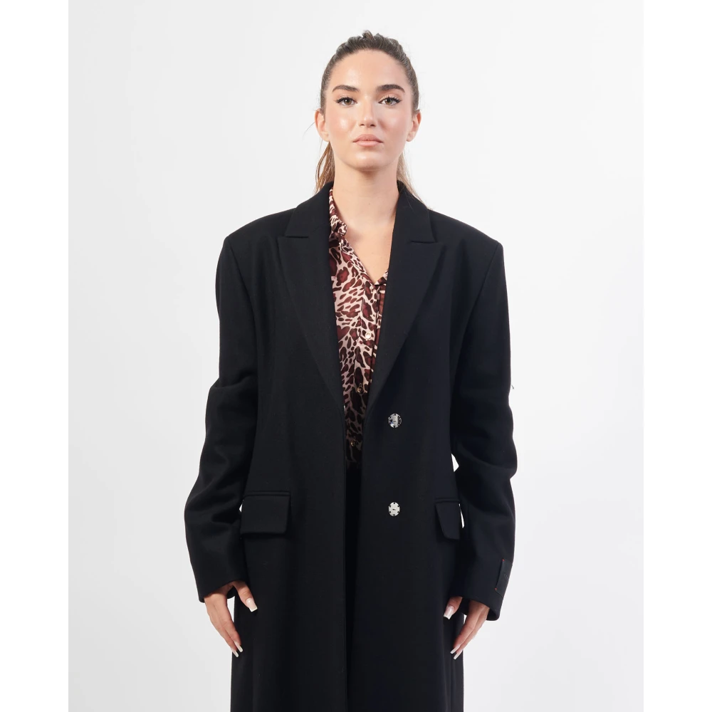 Hugo Boss Zwarte wollen blend ceintuurjas Black Dames