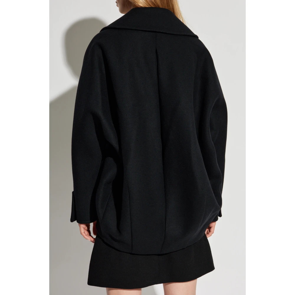 Versace Korte dubbele jas Black Dames