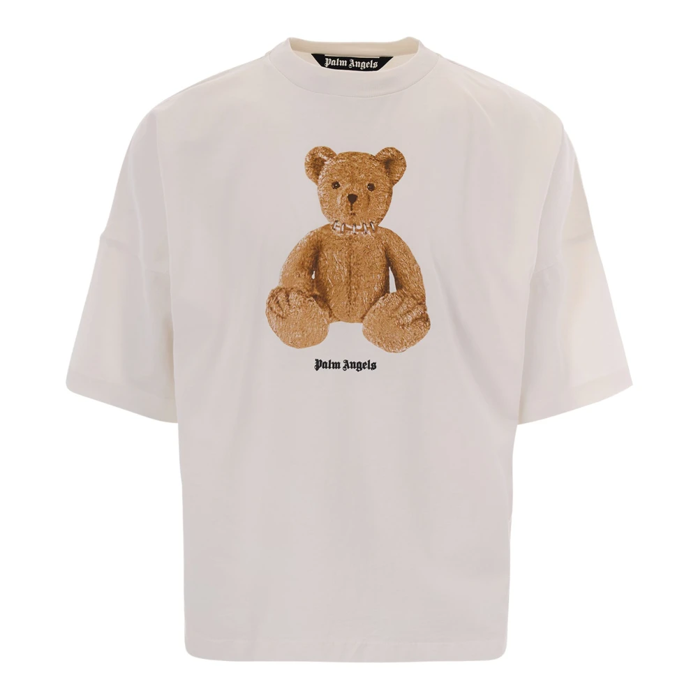 Palm Angels Men's White Bear Over Tee - T-Shirts - M - Tops