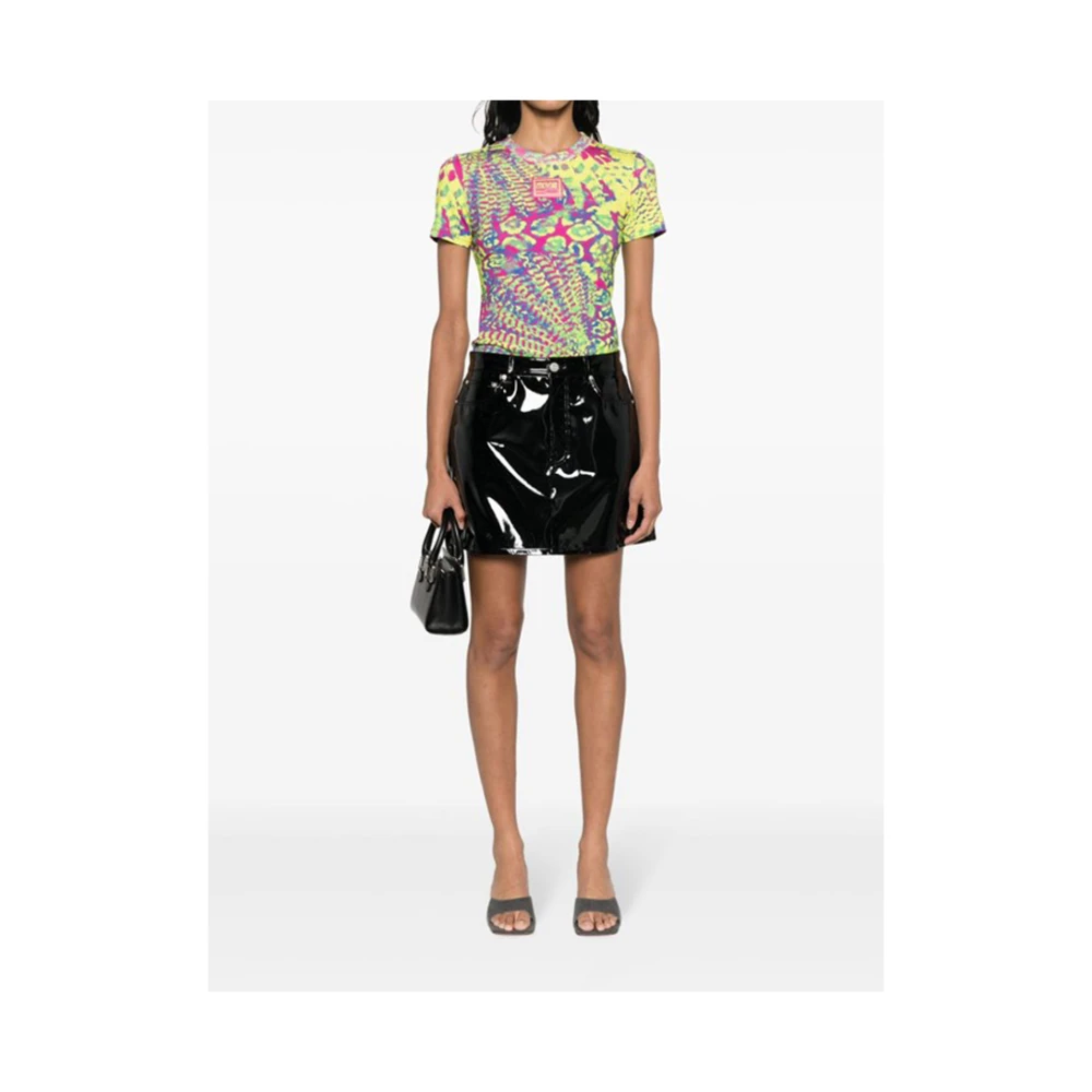 Versace Jeans Couture Abstract Print Katoenen T-Shirt Multicolor Dames