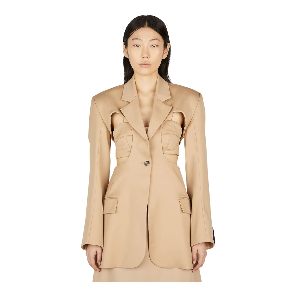 Rokh Femme Beige Vestes, Taille: 36 Fr Blazer Découpé Avec Soutien-Gorge Apparent