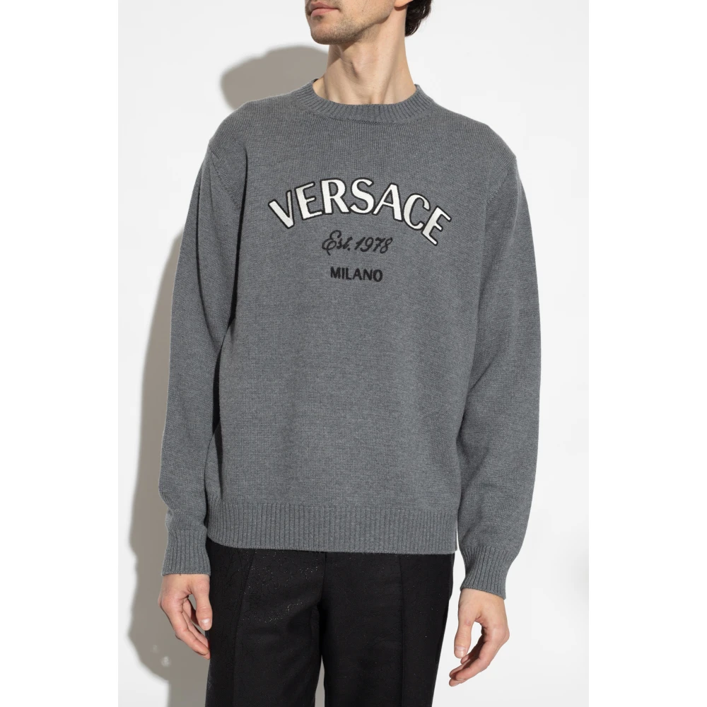 Versace Trui met logo Gray Heren
