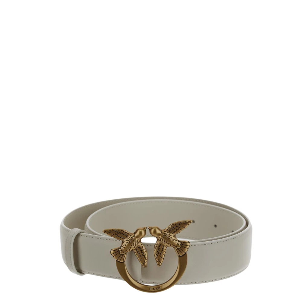 Pinko Women's White Belts, L, Love Birds High Leather Belt