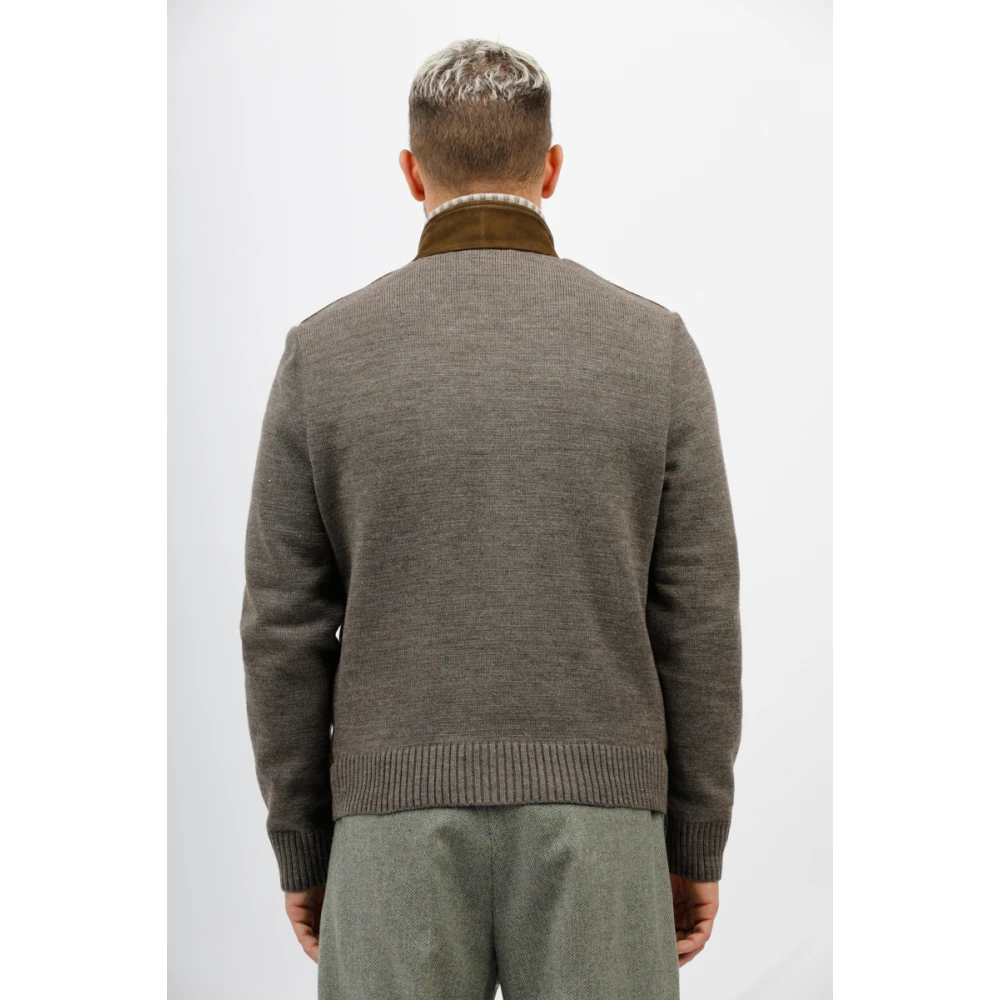 The Jack Leathers Suède jas met wollen mouwen en rug Brown Heren