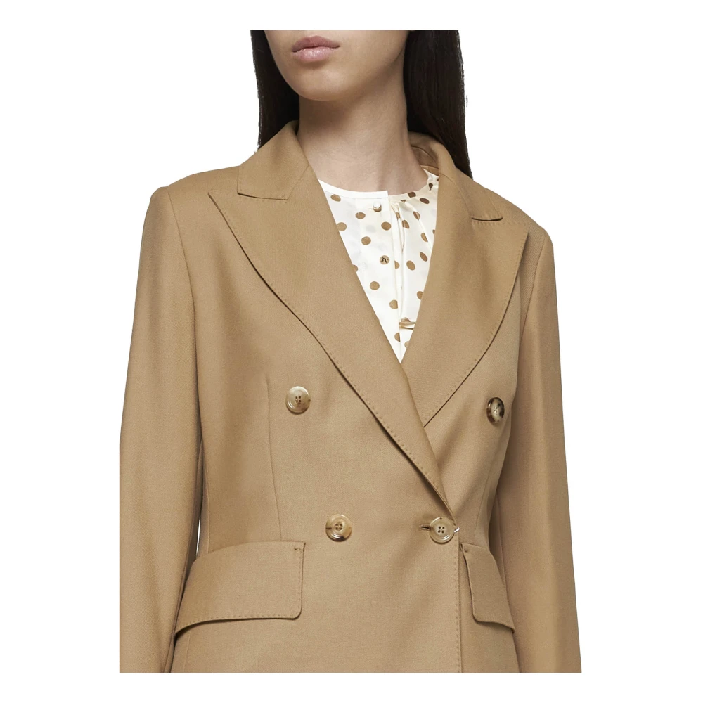 Max Mara Osanna Double-Breasted Blazer Beige Dames