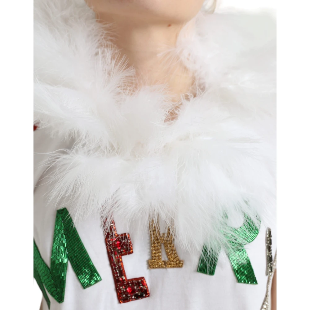 Dolce & Gabbana Elegant katoenen T-shirt met paillettenversiering Multicolor Dames