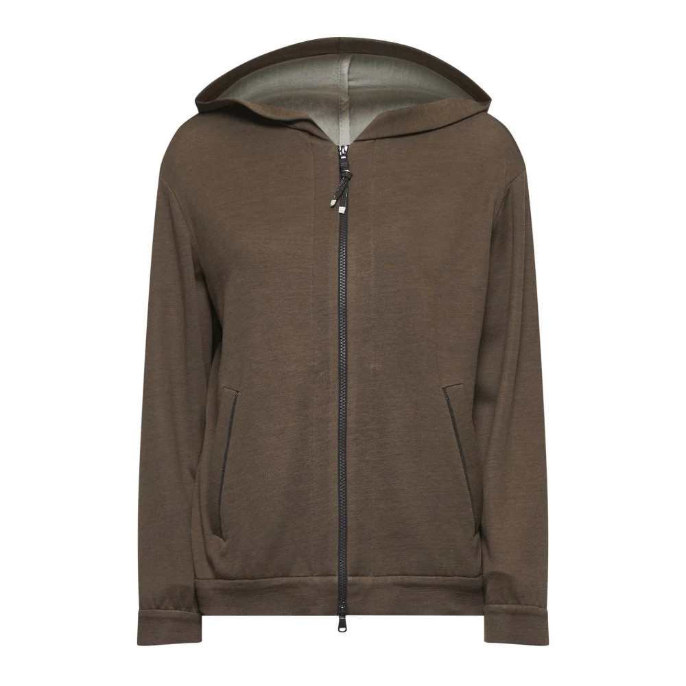 BRUNELLO CUCINELLI Bruine Hoodie met rits Brown Dames