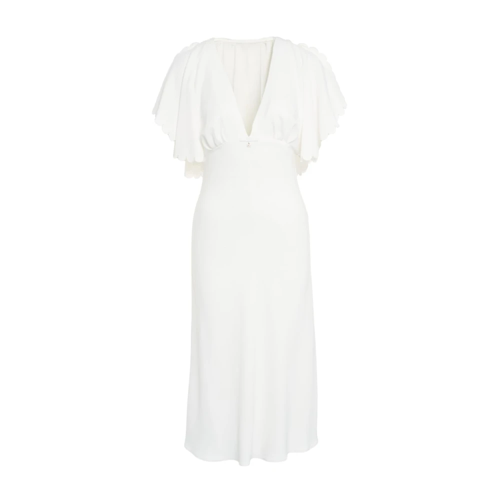 Elisabetta Franchi White Retro Dress With Golden Details - Female - Midi Dresses - Xs - Dresses