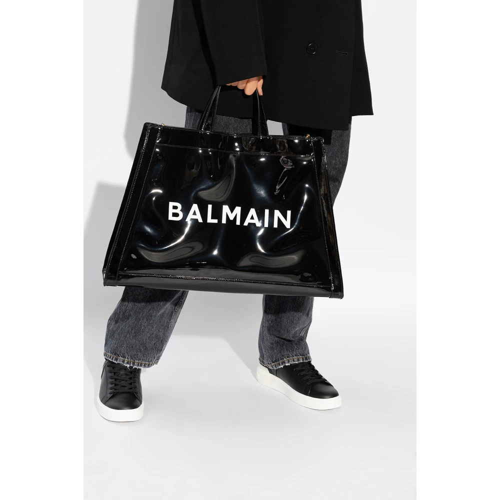 Balmain Oliviers patent shopper tas Black Dames