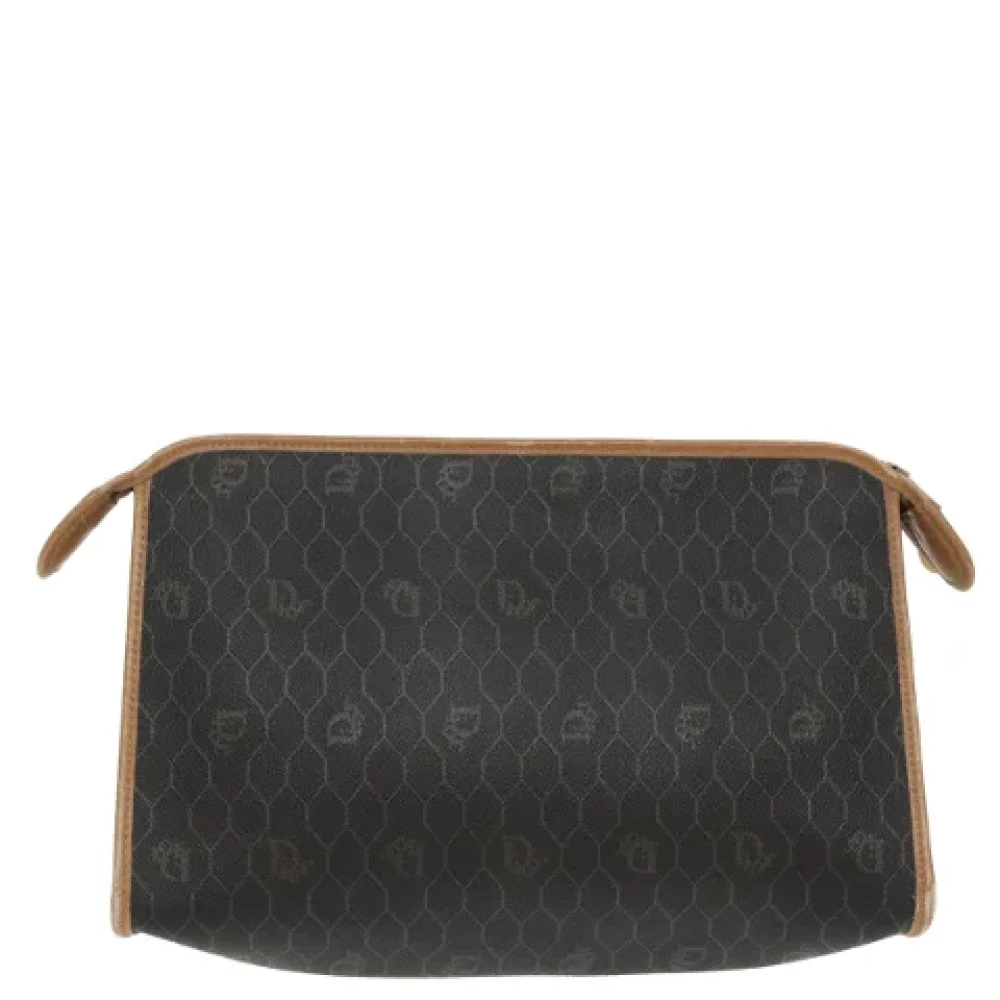 Dior Vintage Pre-owned Canvas clutches Black Dames