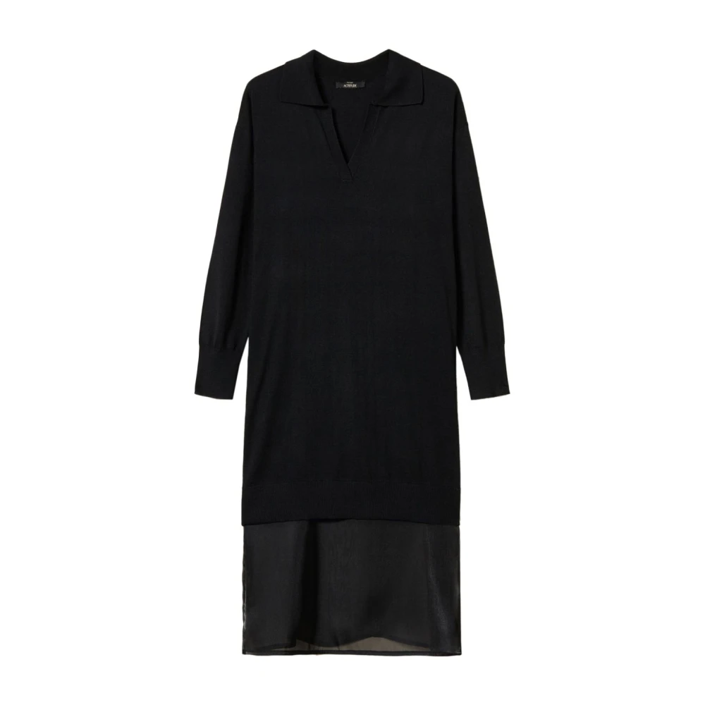 Twinset Zwarte Gebreide Polo Jurk Set Black Dames