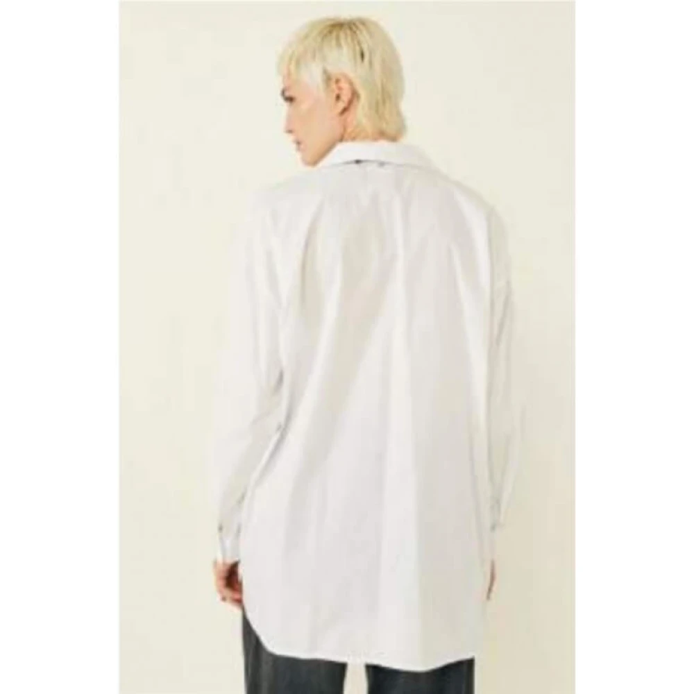 Souvenir Witte Poplin Shirt met Taille Plooien White Dames