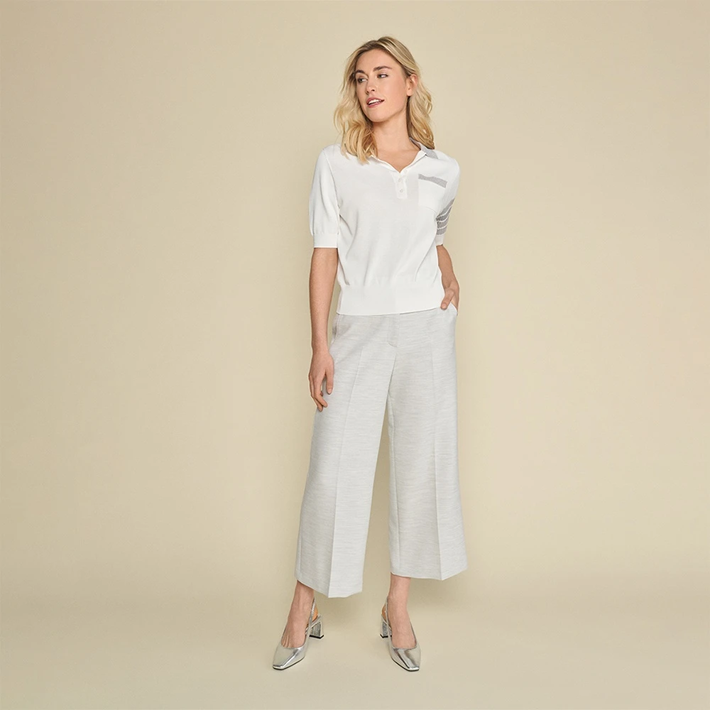 Marie Méro Wit Poloshirt met Grijze Kraag White Dames