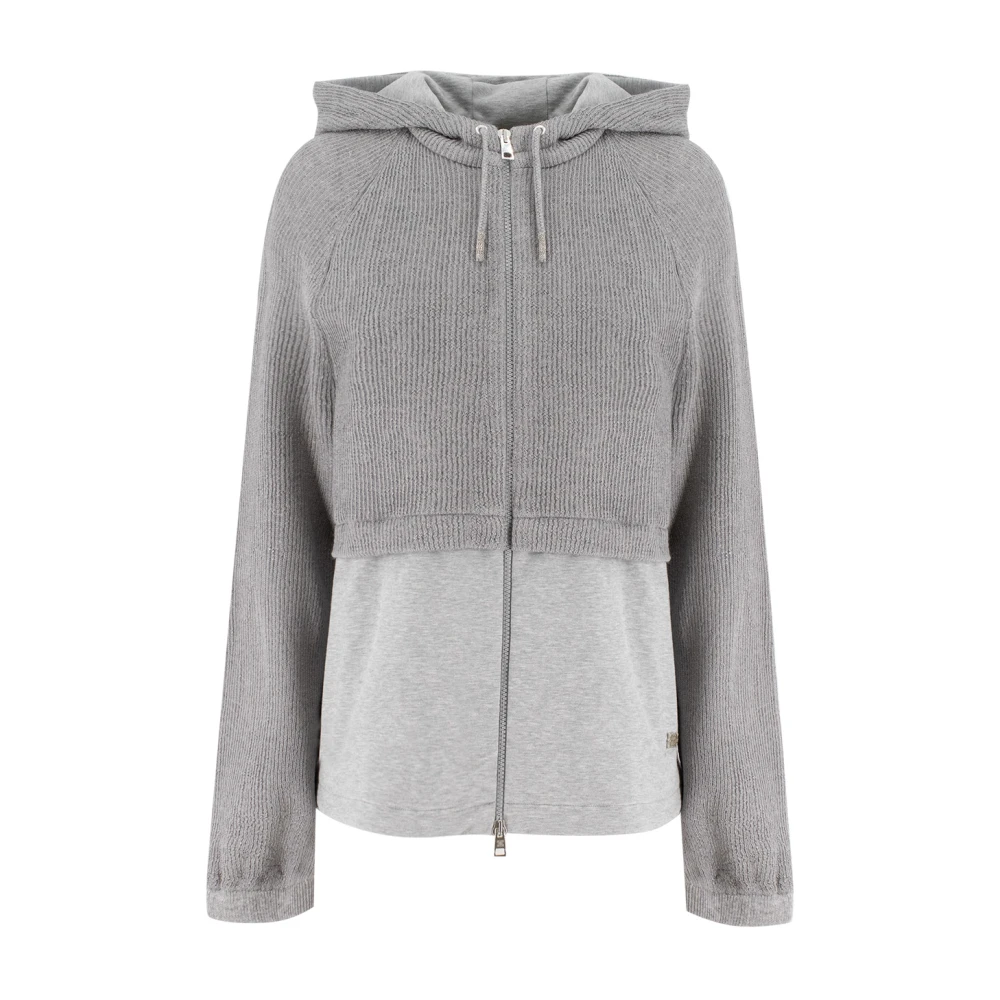 Panicale Dubbelstof Zip Sweatshirt met Verstelbare Capuchon Gray Heren