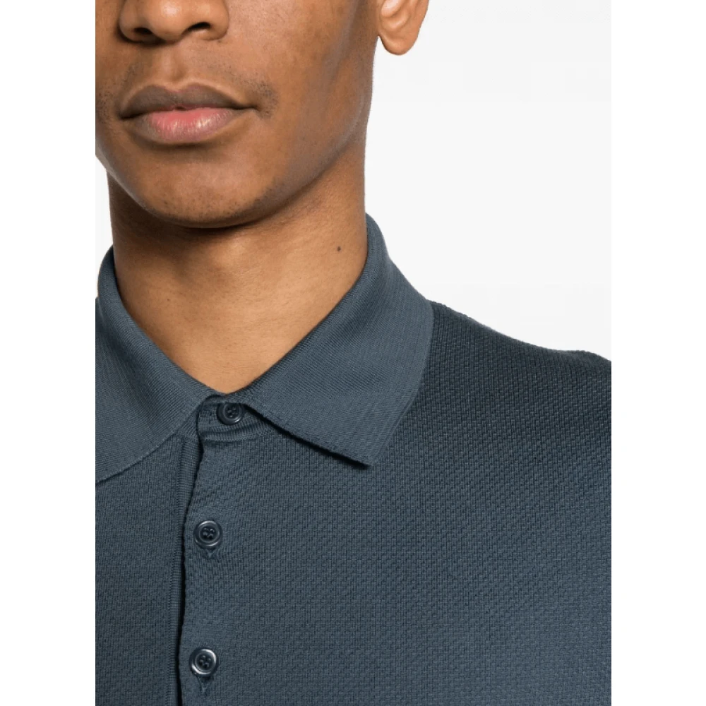 Brioni Petroleumblauwe Piqué Polo Shirt Blue Heren