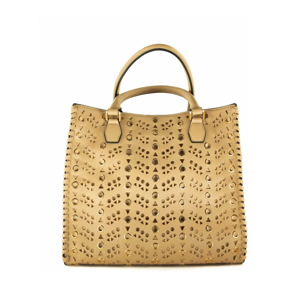 La Carrie Beige Handtas met Laseruitsparingen en Studs Beige Dames