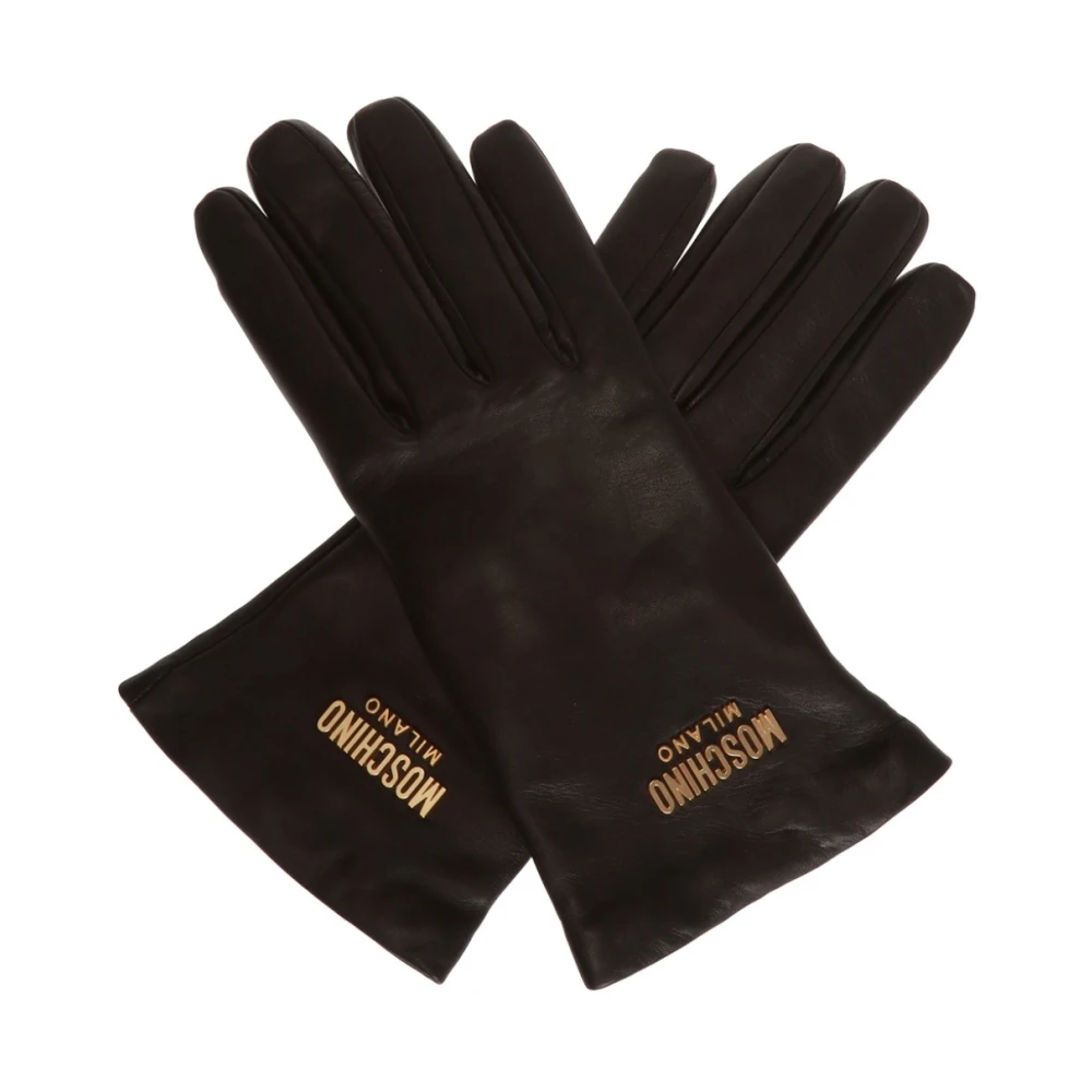 Moschino Mujer Negro - Guantes De Cuero Con Logotipo - Accessories - 6 In