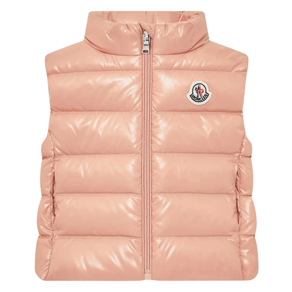 Moncler Girls Pink Waistcoats, 12 M, Down Padded Gilet For Baby