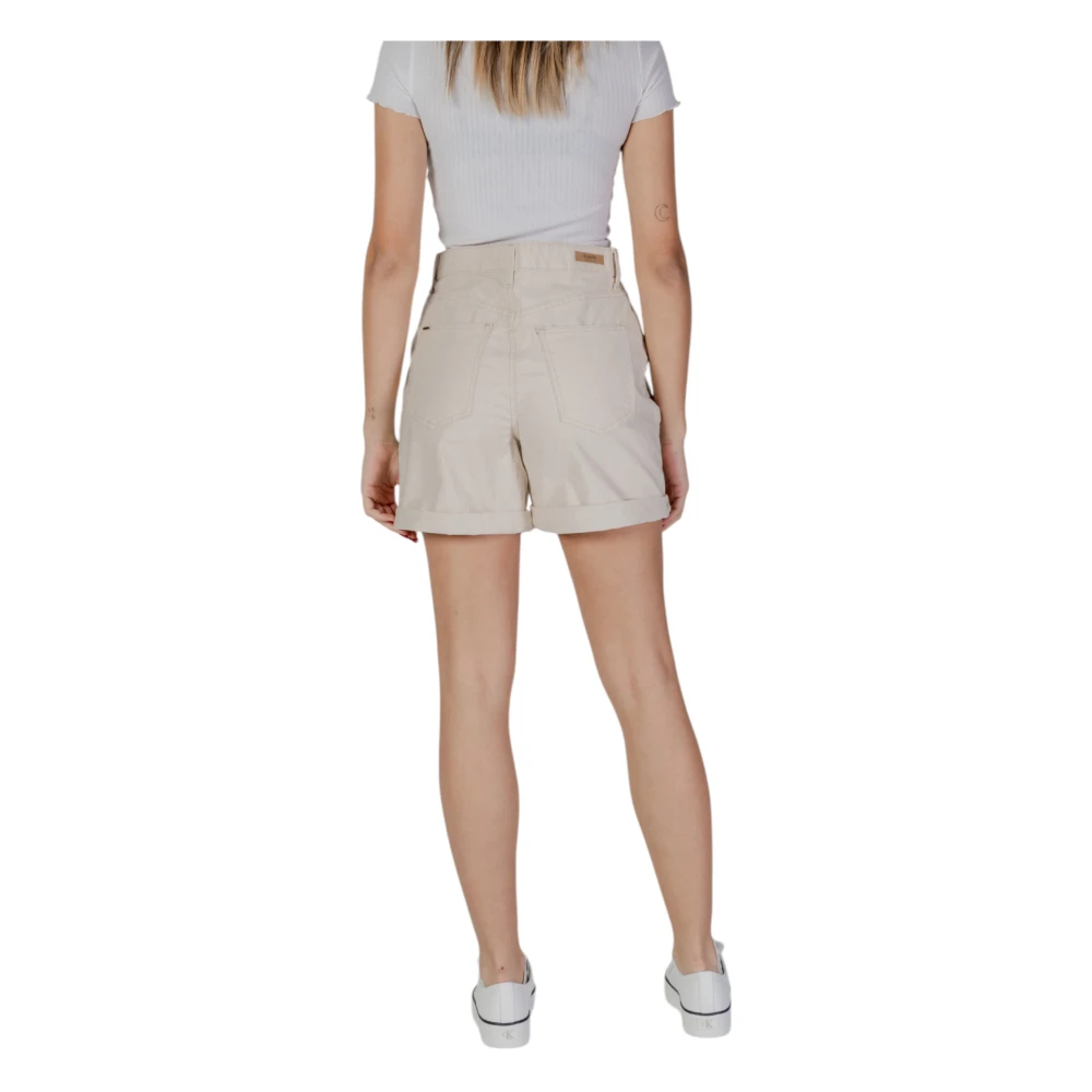 b.Young Beige Katoenen Shorts met Ritssluiting Beige Dames