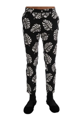 Slim Fit Ankelbyxor med lövmönster