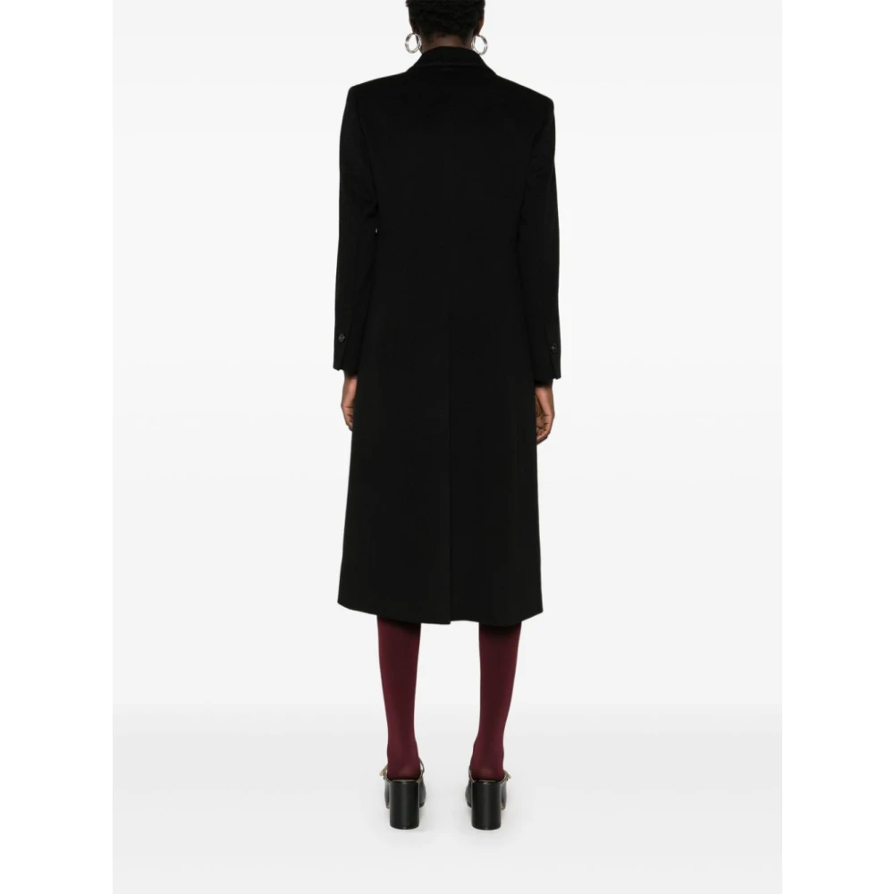 Alberto Biani Zwarte wollen jas met pieklapels Black Dames