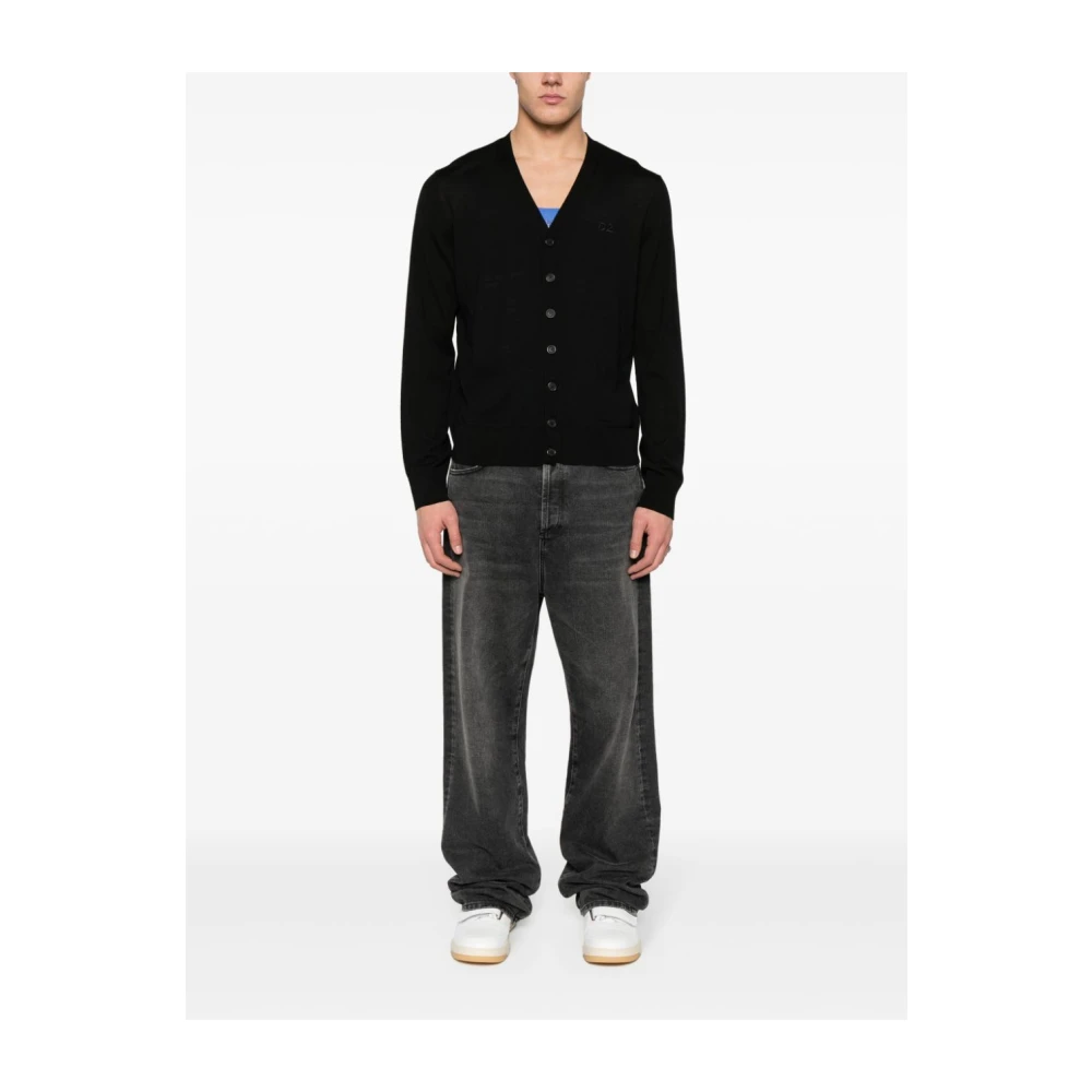 Dsquared2 Zwarte Gebreide Vesten Black Heren