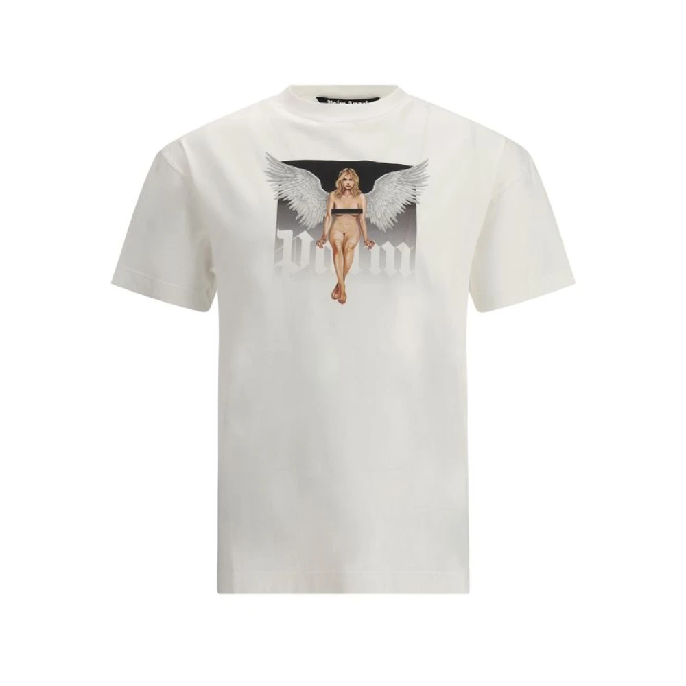 Palm Angels Kristal Pin Up Monogram T-Shirt White Heren
