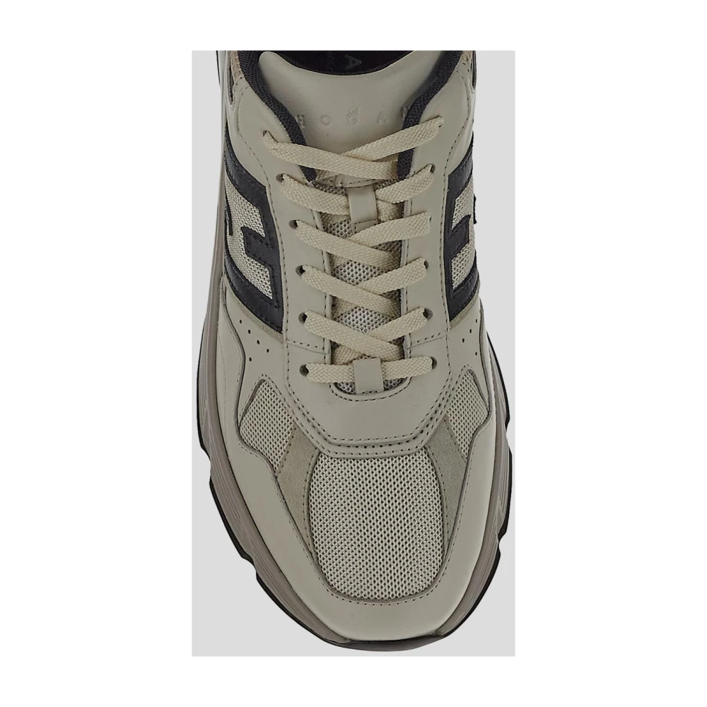 Hogan Leren Vetersneaker Beige Heren