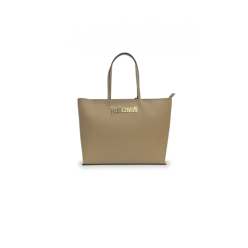 Just Cavalli Donkerbeige polyester handtas met saffianoleer textuur Beige Dames