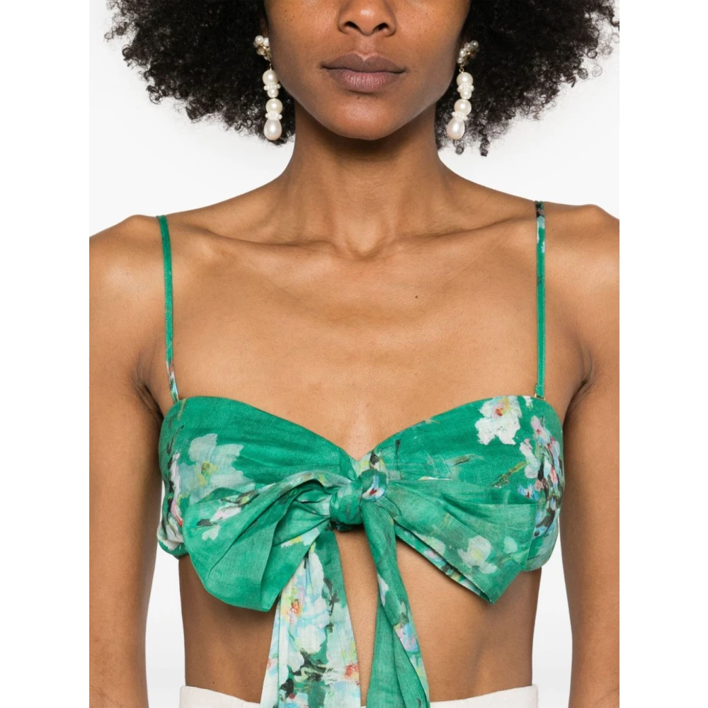 Zimmermann Groene Linnen Bralette met Strikbare Strik Green Dames