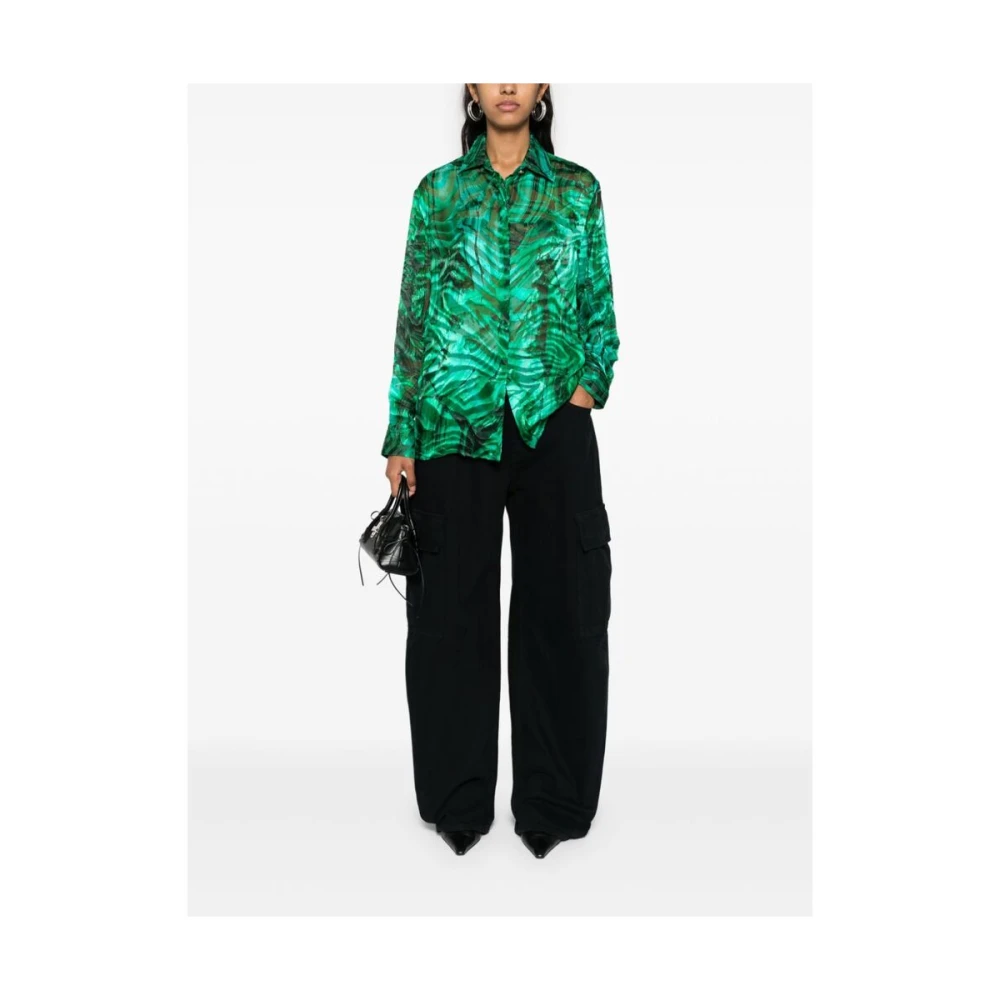 Roberto Cavalli Limoen Groen Abstract Patroon Overhemd Green Dames