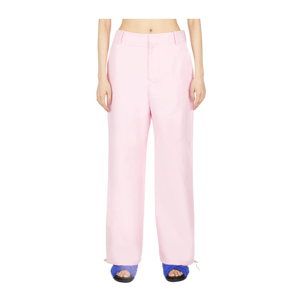 Marni Women's Pink Straight Trousers, S, Experimental Drawstring Trousers